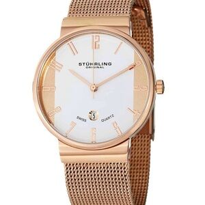 Stuhrling Monticello 327G Ladies Quartz Wrist Watch Rose Gold Tone